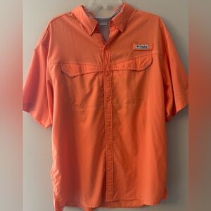 Columbia Men’s Large PFG Vented Omni Shade Lightweight Fishing Shirt In Peach